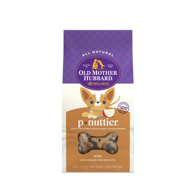 Old Mother Hubbard by Wellness Classic Crunchy P-Nuttier Biscuits Mini Oven Baked with Carrot, Apple and Chicken Flavor Dog Treats - 5oz