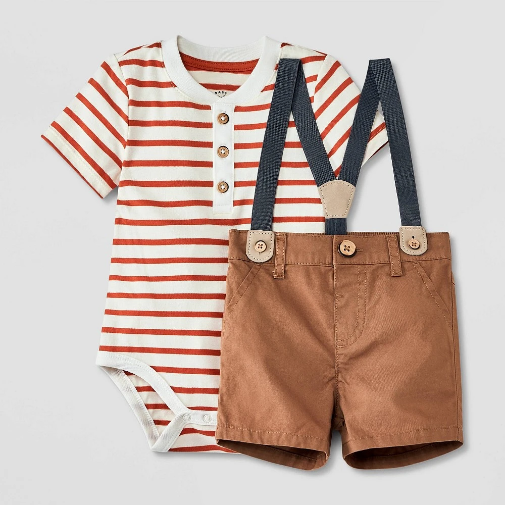 Baby Boys Top & Shorts Suspender Set