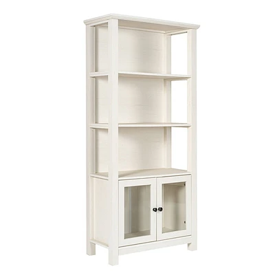 Taylor & Logan 67.75 Willis Bookcase: Tempered Glass, Metal Accents, 3 Open Shelves