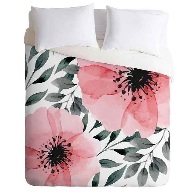 Marta Barragan Camarasa Duvet Cover & Sham Set Pink - Deny Designs: 300 Thread Count, Microfiber, Reversible