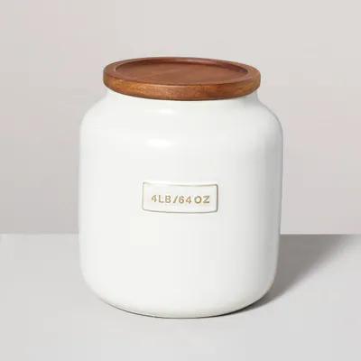 64oz Dry Goods Stoneware Canister with Wood Lid Cream/Brown - Hearth & Hand with Magnolia