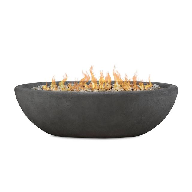 Riverside Large Oval Fire Bowl - Shale - Real Flame: Outdoor Gas Fire Pit, 50,000 BTU, Weather-Resistant