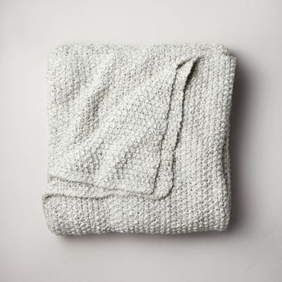 King Chunky Knit Bed Blanket Marled Gray - Casaluna: Acrylic Sweater Knit, Machine Washable, All Ages