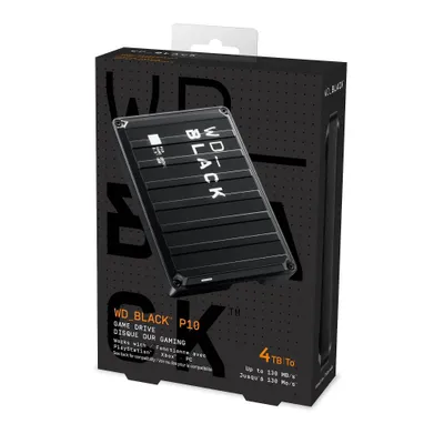 Western Digital BLACK P10 4TB External USB 3.2 Gen 1 Portable Hard Drive - Black