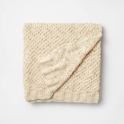 Honeycomb Textured Knit Throw Blanket Cream - Threshold designed with Studio McGee