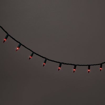 100ct Incandescent Smooth Mini Christmas String Lights Red with Green Wire - Wondershop