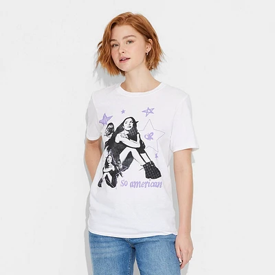 Womens Olivia Rodrigo Moon hort leeve Graphic T-hirt - White