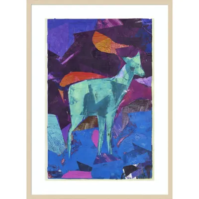 30 x 41 Blue Deer by David Mcconochie Wood Framed Wall Art Print - Amanti Art