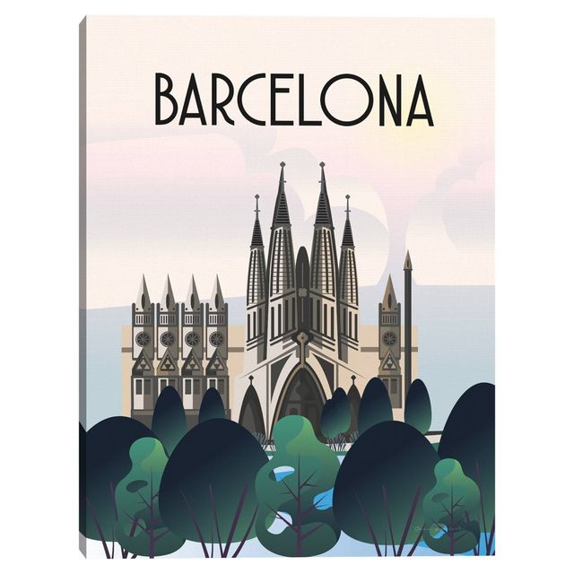 18 x 24 Barcelona by Omar Escalante Canvas Art Print - Masterpiece Art Gallery: Gaudis La Sagrada Familia, Modern Decor