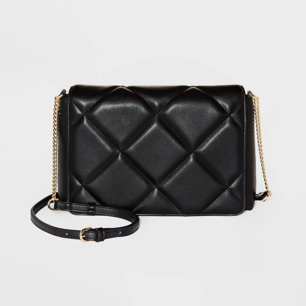 Blk Oversized Weave Gold Chain Cross Body Bag