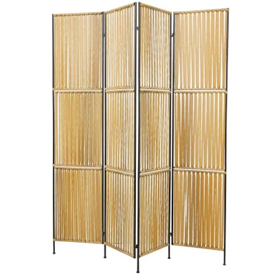 Natural Rattan Room Divider Screen Light Brown - Novogratz