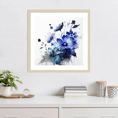 Amanti Art 25x25 Blue Spring Floral III by Andrea Haase Wood Framed Wall Art Print