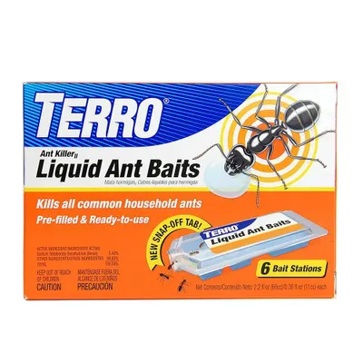 Terro 6pk Ant Killer Indoor Liquid Ant Baits: Easy-Use, Pre-Filled Bait Stations, Kills Colony