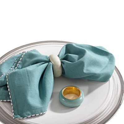 Dome Design Napkins Rings - Sea Green (Set of 4) - Saro Lifestyle: Metal, Online-Unique, 2.5 Length