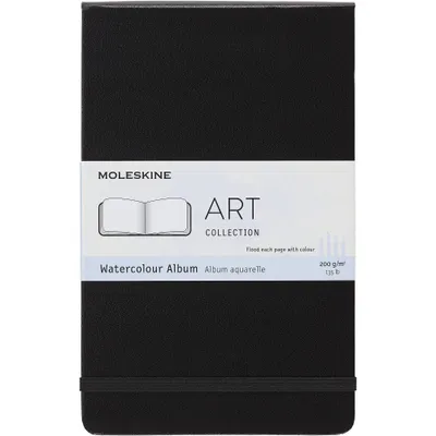 Moleskine Art Water Colour Large Album Black: Blank Journal, Hard Cover, 5x8.25, 72 Pages, Sewn Binding