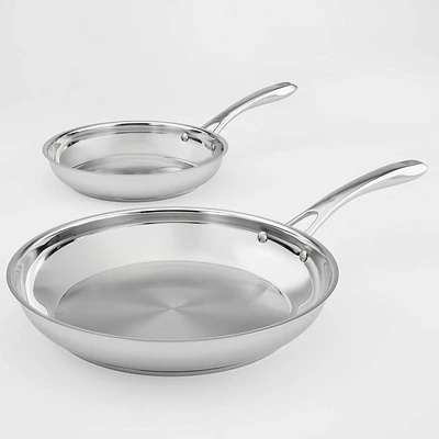 Cuisinart Classic 10 & 12 Stainless Steel 2pk Skillet Set Silver: Dishwasher & Oven Safe Cookware, Induction Compatible