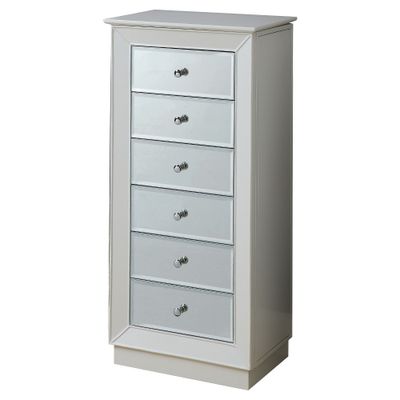 Jewelry Armoire  - Acme Furniture: Side Doors with Hooks, Six Drawers, Flip-Up Mirror, No Assembly Required