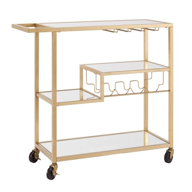 Estelle Step Tier Metal and Glass Bar Cart