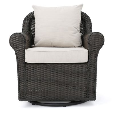 Amaya Wicker Swivel Rocking Chair: Outdoor Patio Furniture, Cushioned - Christopher Knight Home