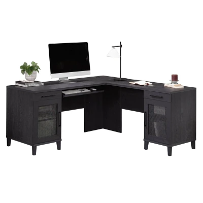 Sauder Tiffin Line L Desk Raven Oak Raven Oak