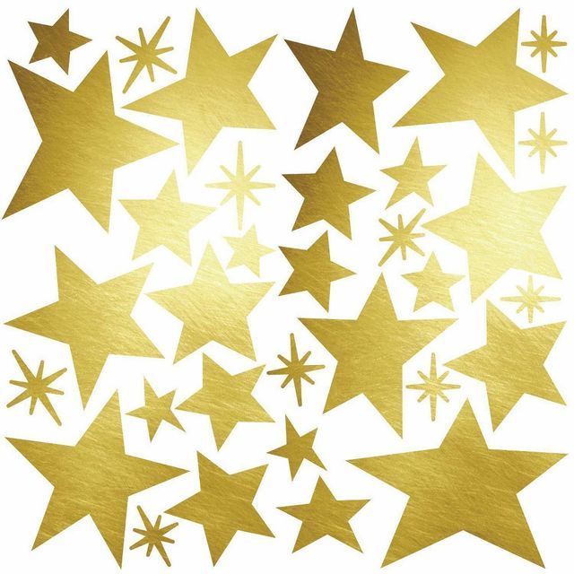 Star Peel and Stick Wall Decal with Foil Gold - RoomMates: Vinyl, Self-Adhesive Ceiling & Wall Decor, 33pc