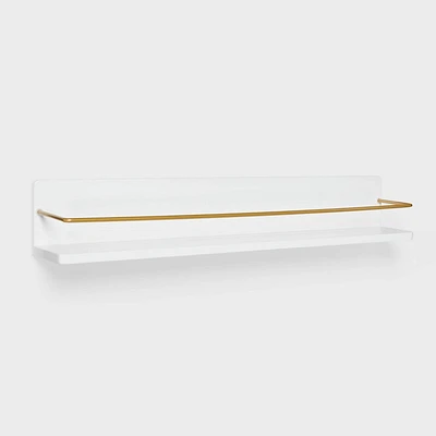 Kids Wall Shelf White with Gold - Pillowfort: Floating Decorative MDF Wall Organizer, 24 Wide