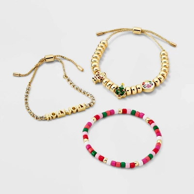 SUGARFIX by BaubleBar Holly Jolly Chritma Bracelet Set 3pc - Multi-Colored