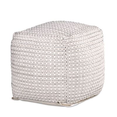 Hakim Square Handwoven Pouf Ivory - Steve Silver Co.: Wool & Cotton, No Assembly Required