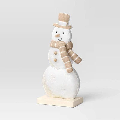 Fabric Christmas Snowman Figurine - Wondershop White