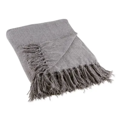 50x60 Chenille Throw Blanket Soft Gray - Design Imports: Cozy for Couch, Lightweight Woven Polyester