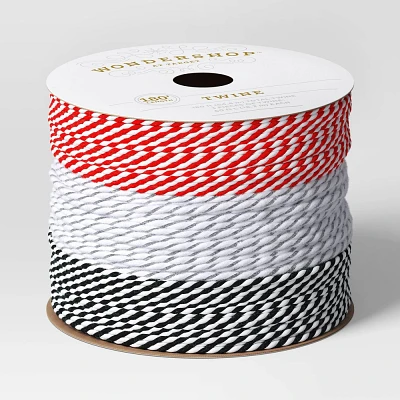 3 End Christmas Bakers Twine 180 Black/White/Red - Wondershop