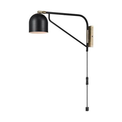 Mullin Plug-in Wall Sconce (Includes LED Light Bulb) Matte Black - Globe Electric: Modern Metal Sconce, ETL Listed, Inline Switch