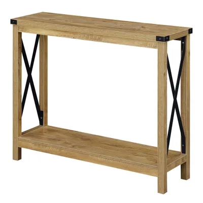 Durango Console Table with Shelf English Oak/Black - Breighton Home: Industrial Sofa Table, Space-Saving Design