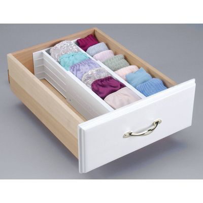 Dial  Smart Fit Organizer White: Plastic Drawer Divider & Organizer for Dressers