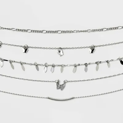 Butterfly Choker Necklace Set 5pc - Wild Fable Silver