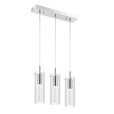 22 3-Light Mium Modern Style Iron/Crystal/Glass Integrated LED Linear Pendant Chrome - JONATHAN Y