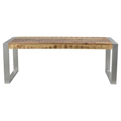 Handcrafted Reclaimed Wood and Silver Metal Bench Brown