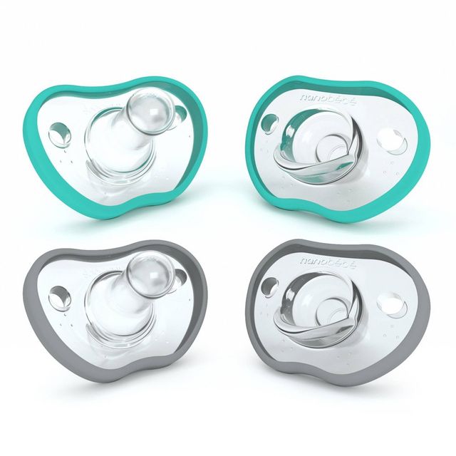 nanobebe Flexy Silicone Pacifier 0-3 Months - Teal/Gray - 4pk