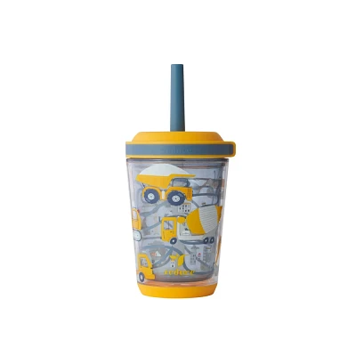 Reduce 12oz Cartwheel Construction Junction Straw Cup : Kids Spillproof Insulated Drinkware, Dishwasher-Safe