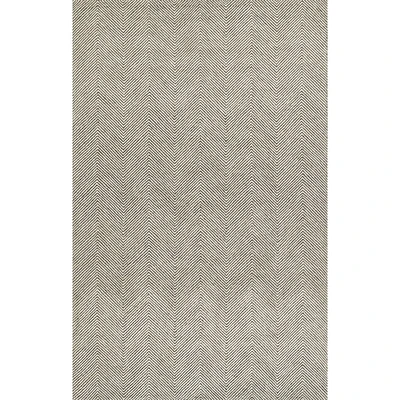 Momeni 5x8 Charles Zig Zag Handtufted Area Rug Gray: Wool, Cotton & Latex Backing, Low Pile, Indoor Use