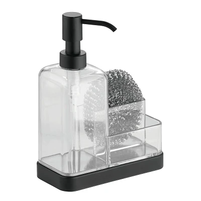 iDESIGN Forma Plastic Soap and Sponge Sink Organizer Caddy Clear/Matte Black