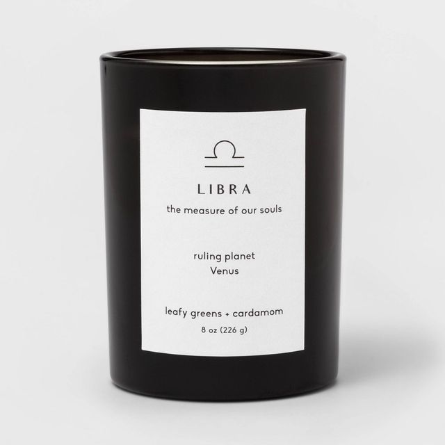 8oz Glass Jar Zodiac Libra Candle Black - Threshold