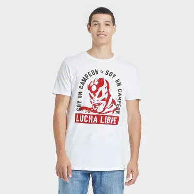 Men Lucha Libre Short Sleeve Graphic T-Shirt - White M