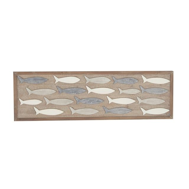 Coastal Wood Fish Wall Decor Brown - Olivia & May: MDF Cast Sculpture, Horizontal Orientation, Includes Mounting Hardware