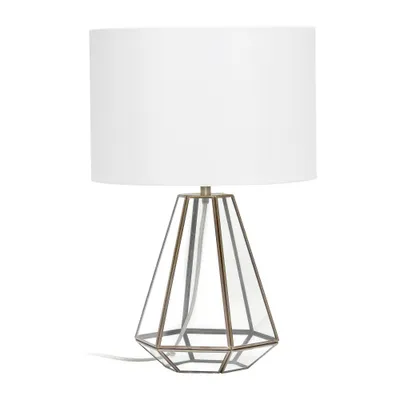 Lalia Home Transparent Triagonal Table Lamp Brass : Vintage-Inspired, Modern Class, No Assembly Required