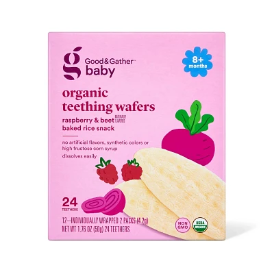 Organic Teething Wafers Baby Snacks - Raspberry Beet - 1.76oz - Good & Gather
