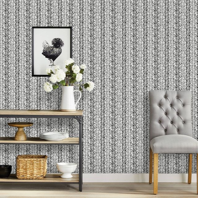 Vine Stripe Peel & Stick Wallpaper Black - Threshold