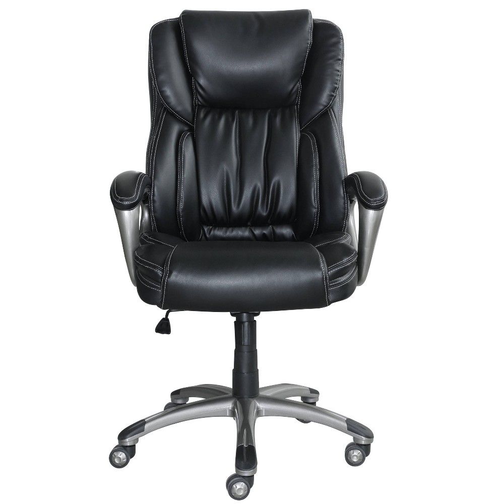 Serta® Big And Tall Ergonomic Bonded Leather High-Back Office Chair, Old  Chestnut/Silver