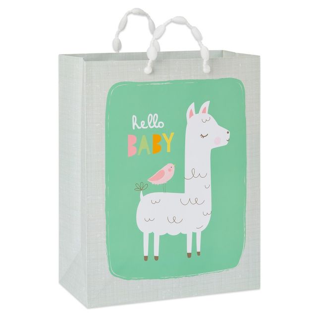 Medium Hello Baby Llama and Bird Baby Shower Gift Bag - Spritz