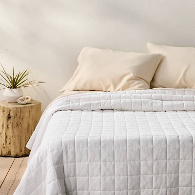 Full/Queen Heavyweight Linen Blend Quilt White - Casaluna: Rayon & Cotton, OEKO-TEX Certified, Machine Washable